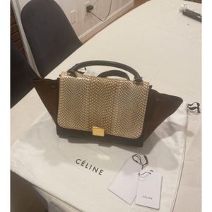 Celine Tapeze Suede and Python Shoulder bag